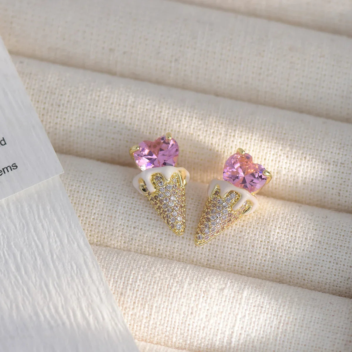 Pink Heart Ice Cream Earrings