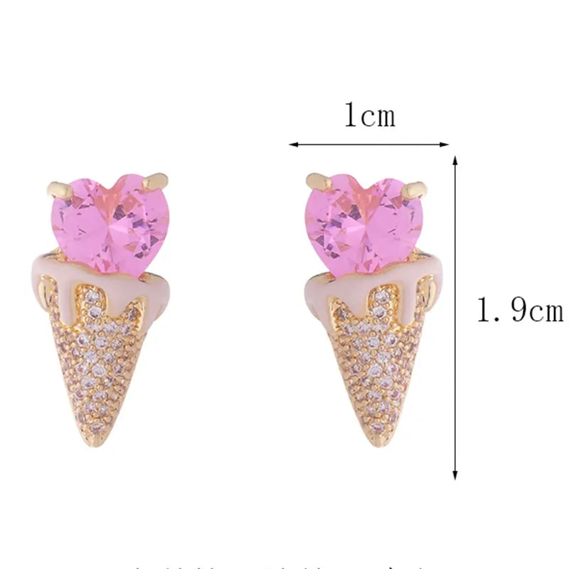 Pink Heart Ice Cream Earrings