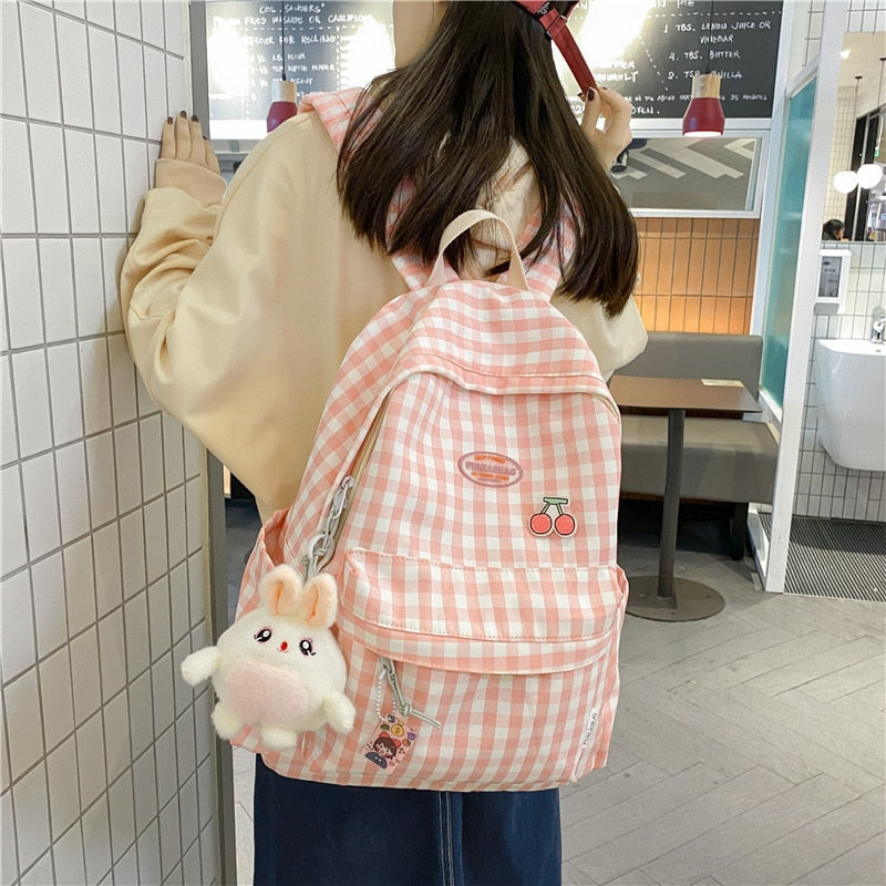 Cherry Plaid Backpack