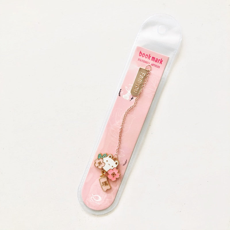 Cherry Blossom Bunny and Cat Bookmarks