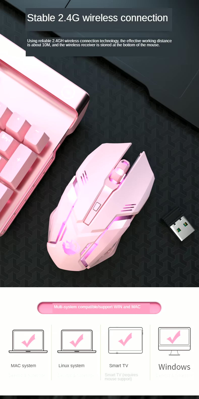 Pink Gaming LED Mouse