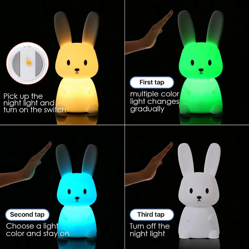 Night Light Cute Bunny Silicone Lamp