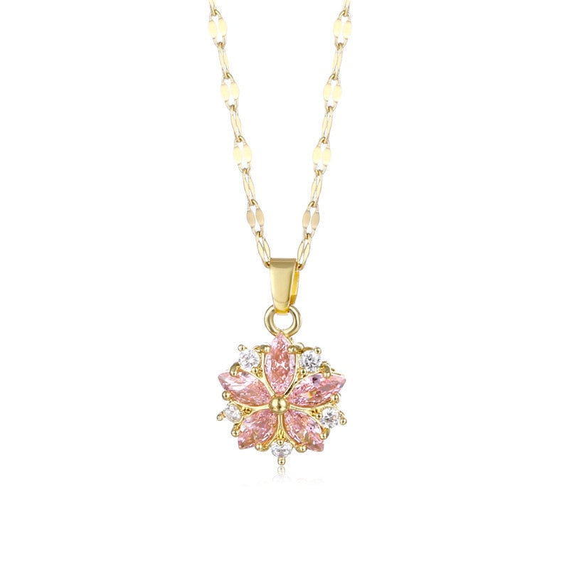 Crystal Cherry Blossom Pendant Necklace