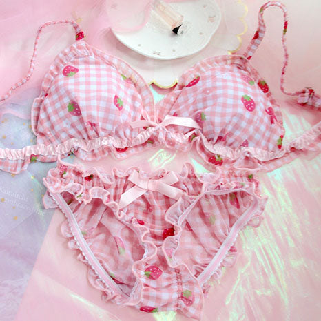 Strawberry Print Bra and Panties