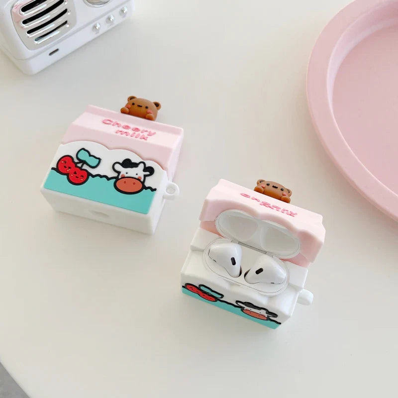 Cheery Cherry Milk Bear AirPods Case