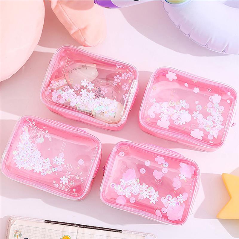 Cherry Blossom Quicksand Cosmetics Bag