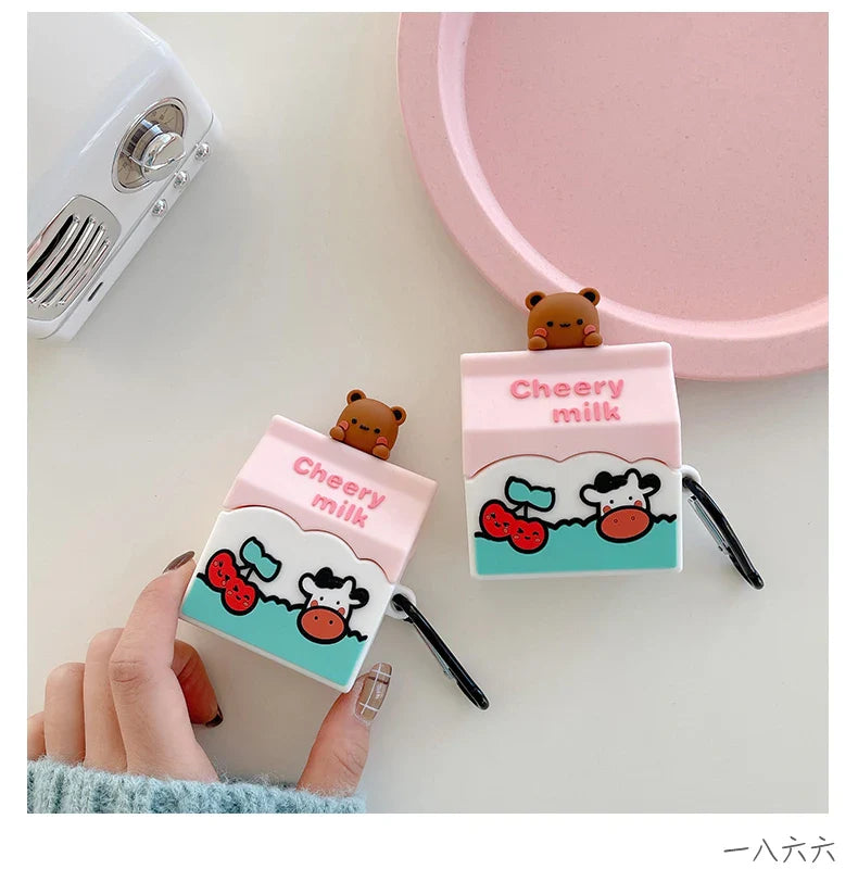 Cheery Cherry Milk Bear AirPods Case