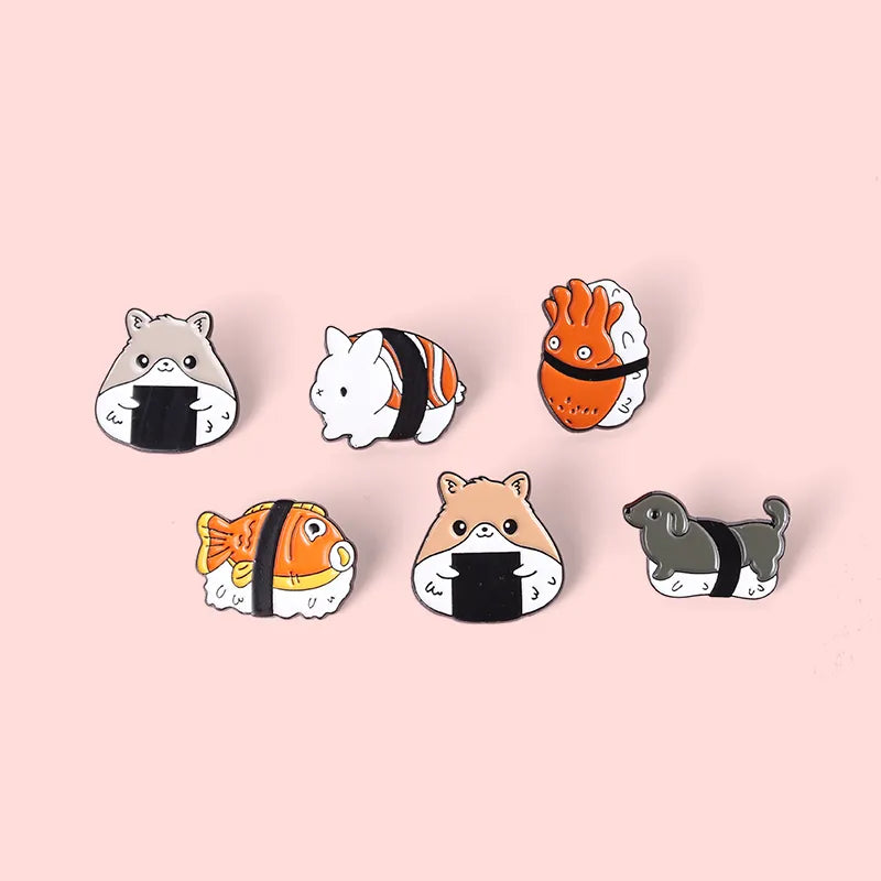 Sushi Animal Enamel Pins