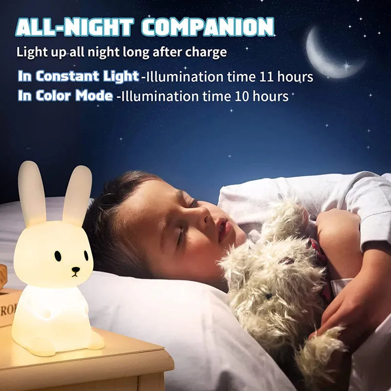 Night Light Cute Bunny Silicone Lamp