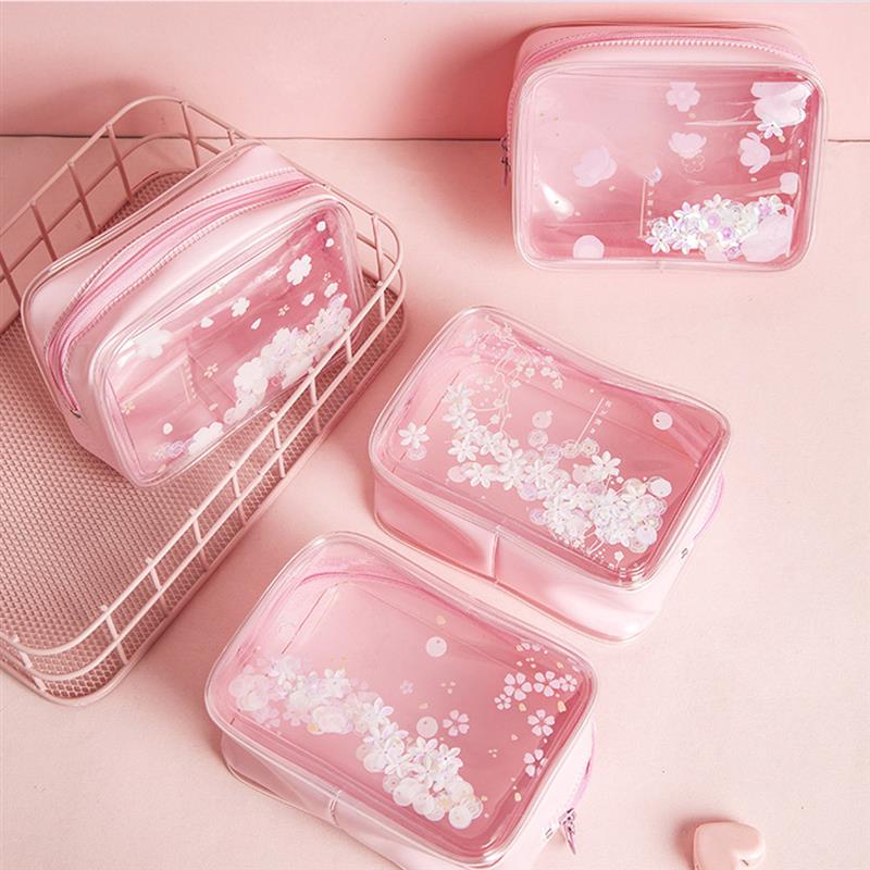 Cherry Blossom Quicksand Cosmetics Bag