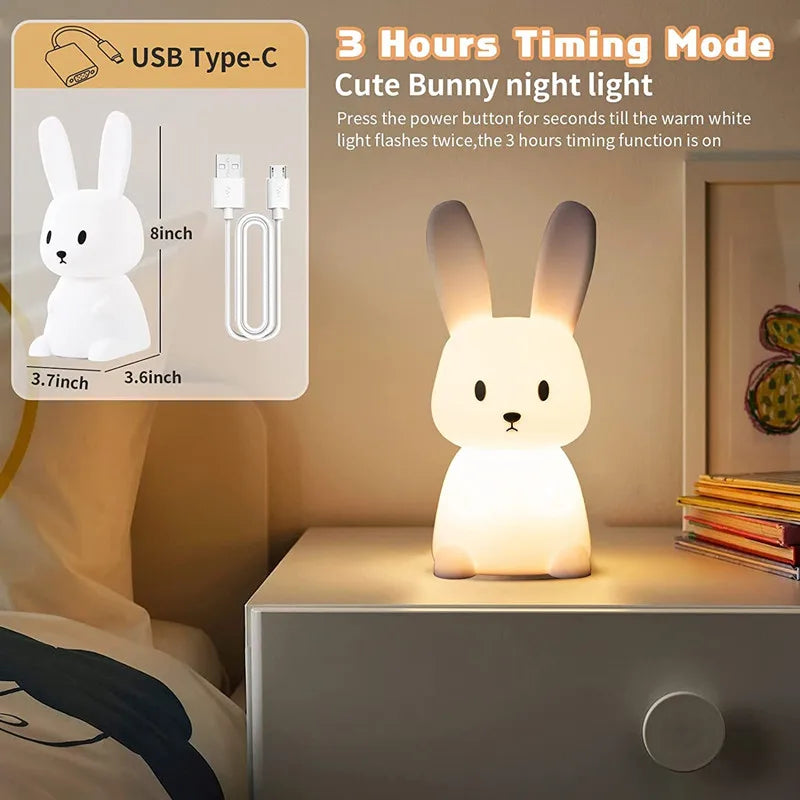 Night Light Cute Bunny Silicone Lamp