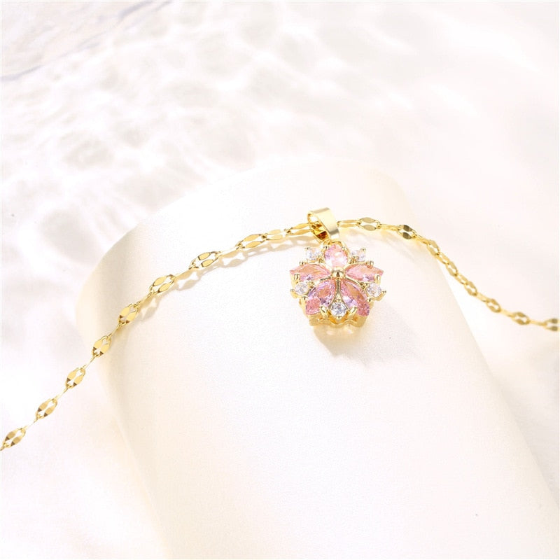 Crystal Cherry Blossom Pendant Necklace