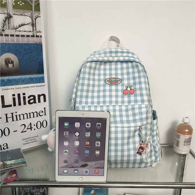 Cherry Plaid Backpack