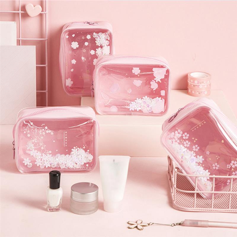 Cherry Blossom Quicksand Cosmetics Bag