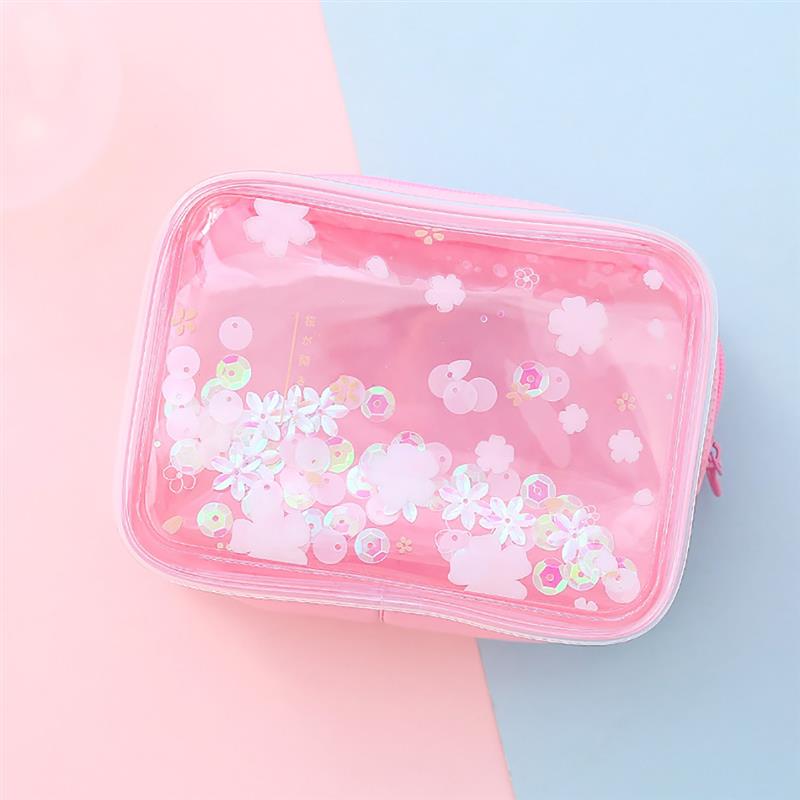 Cherry Blossom Quicksand Cosmetics Bag