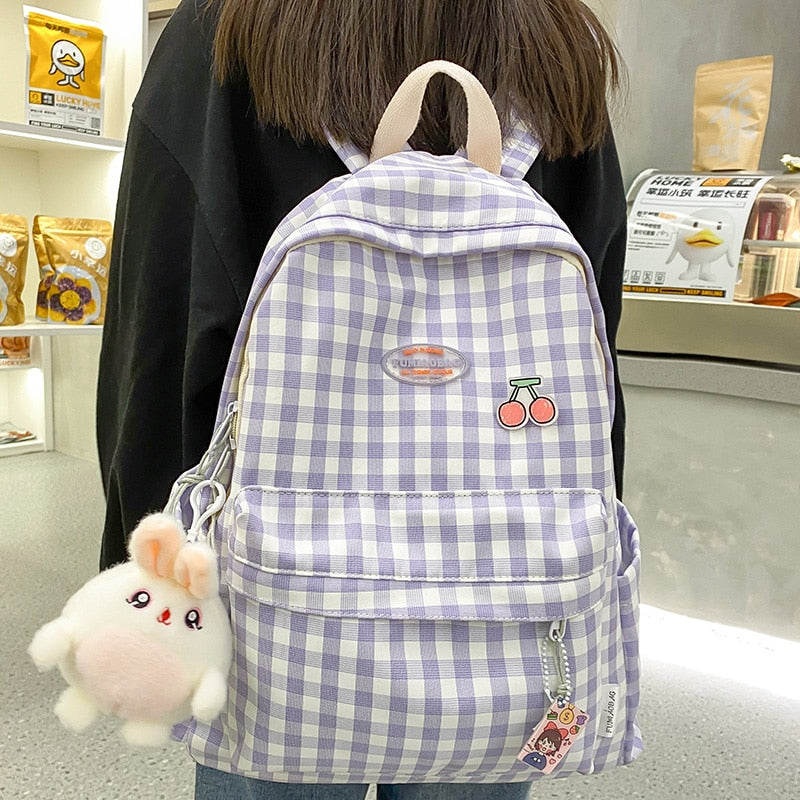 Cherry Plaid Backpack