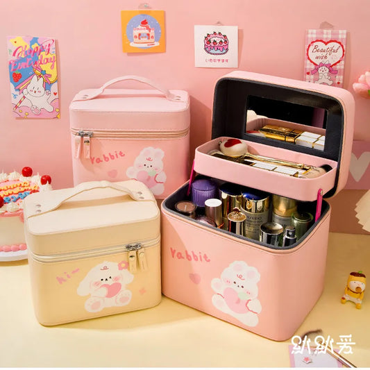 Cute Beauty Organizer Faux Leather Case