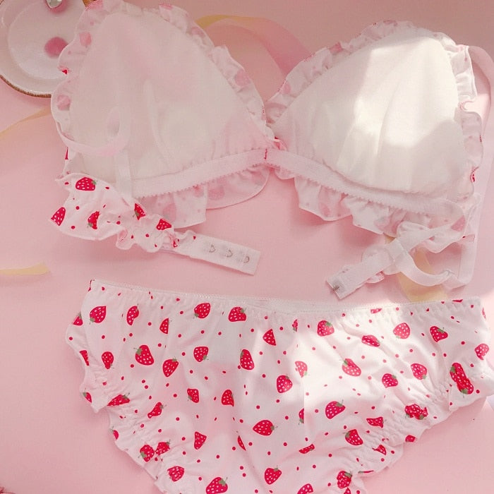 Strawberry Print Bra & Panties Set