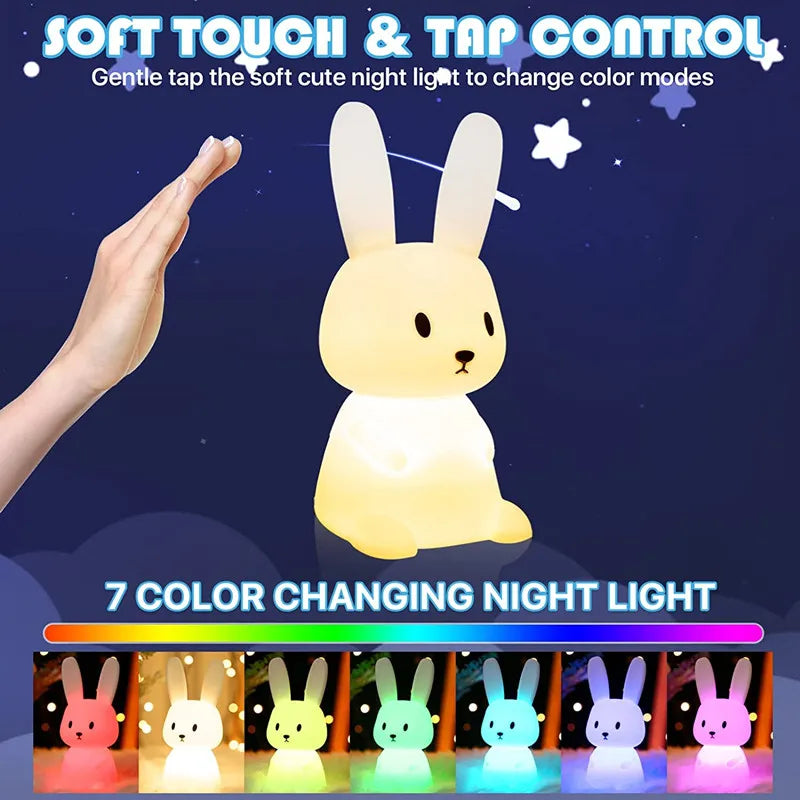 Night Light Cute Bunny Silicone Lamp