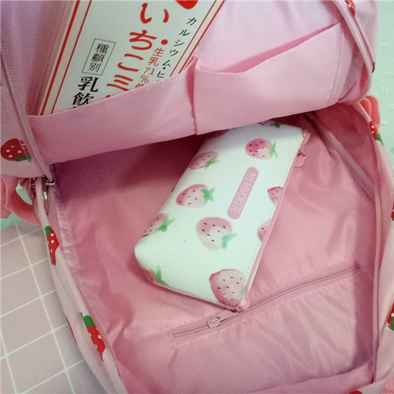 Harajuku Strawberry Canvas Backpack