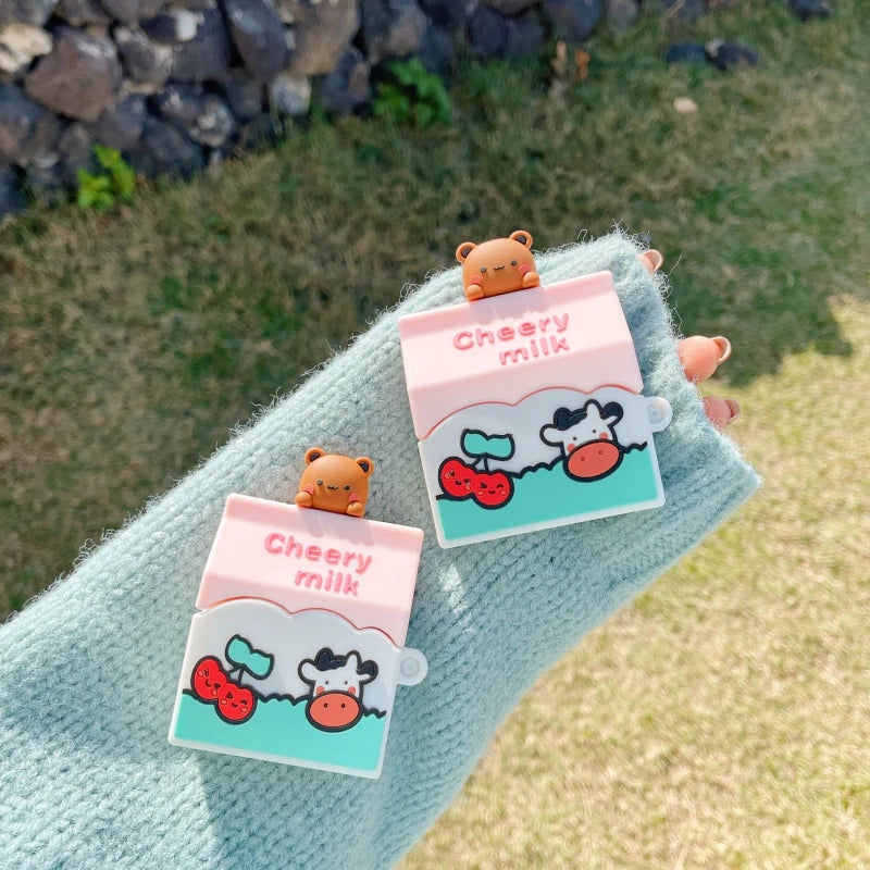 Cheery Cherry Milk Bear AirPods Case