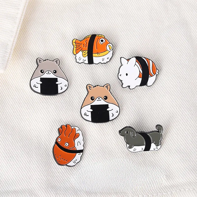 Sushi Animal Enamel Pins