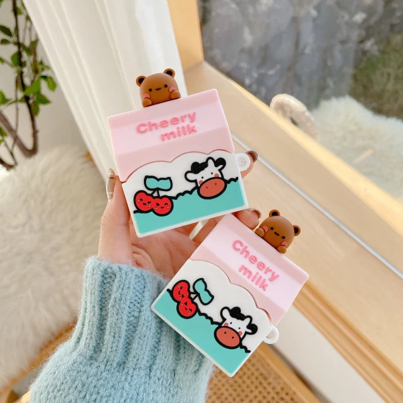 Cheery Cherry Milk Bear AirPods Case