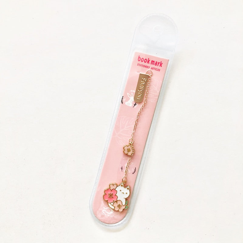 Cherry Blossom Bunny and Cat Bookmarks