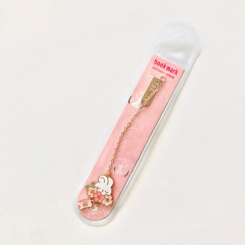 Cherry Blossom Bunny and Cat Bookmarks