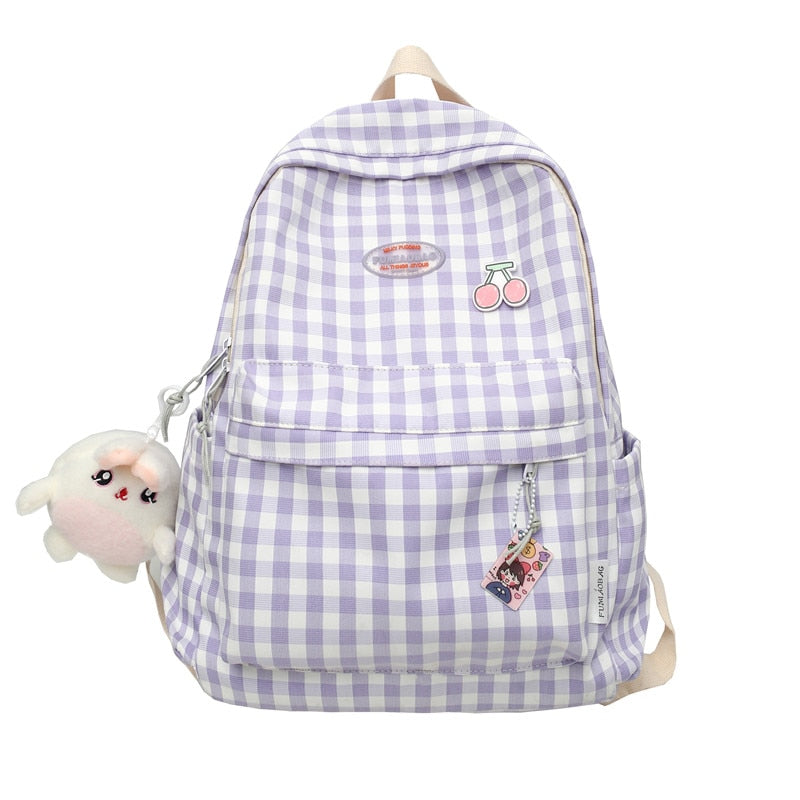 Cherry Plaid Backpack