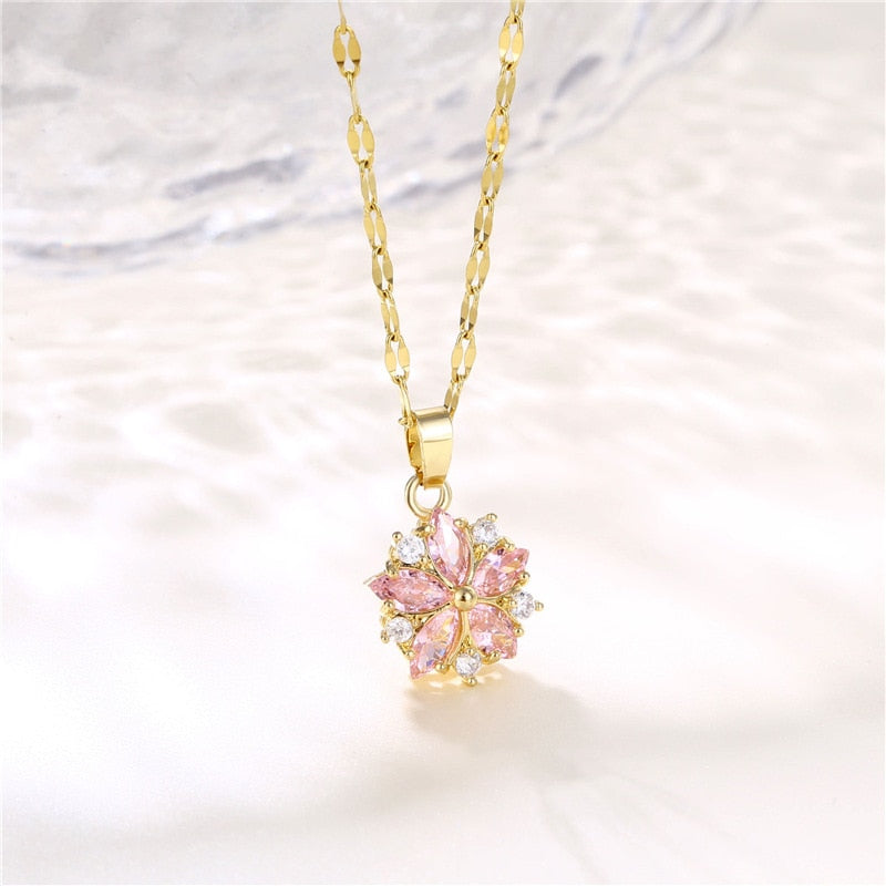 Crystal Cherry Blossom Pendant Necklace