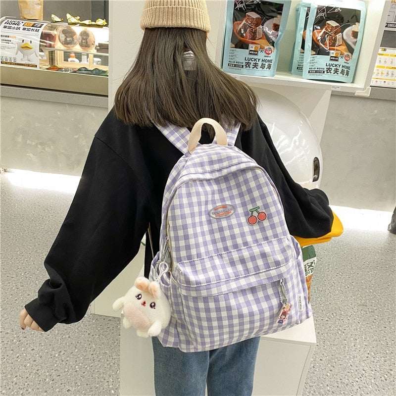 Cherry Plaid Backpack