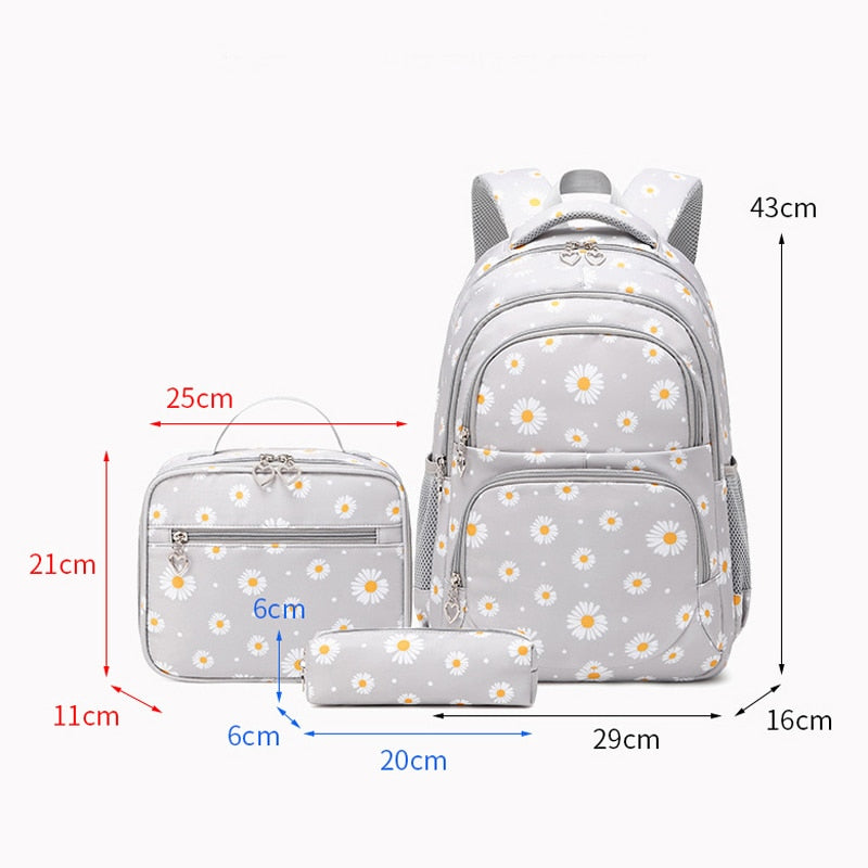 3 Pcs/Set Daisy School Bag