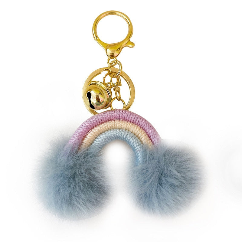 Fluff Ball Rainbow Keychain