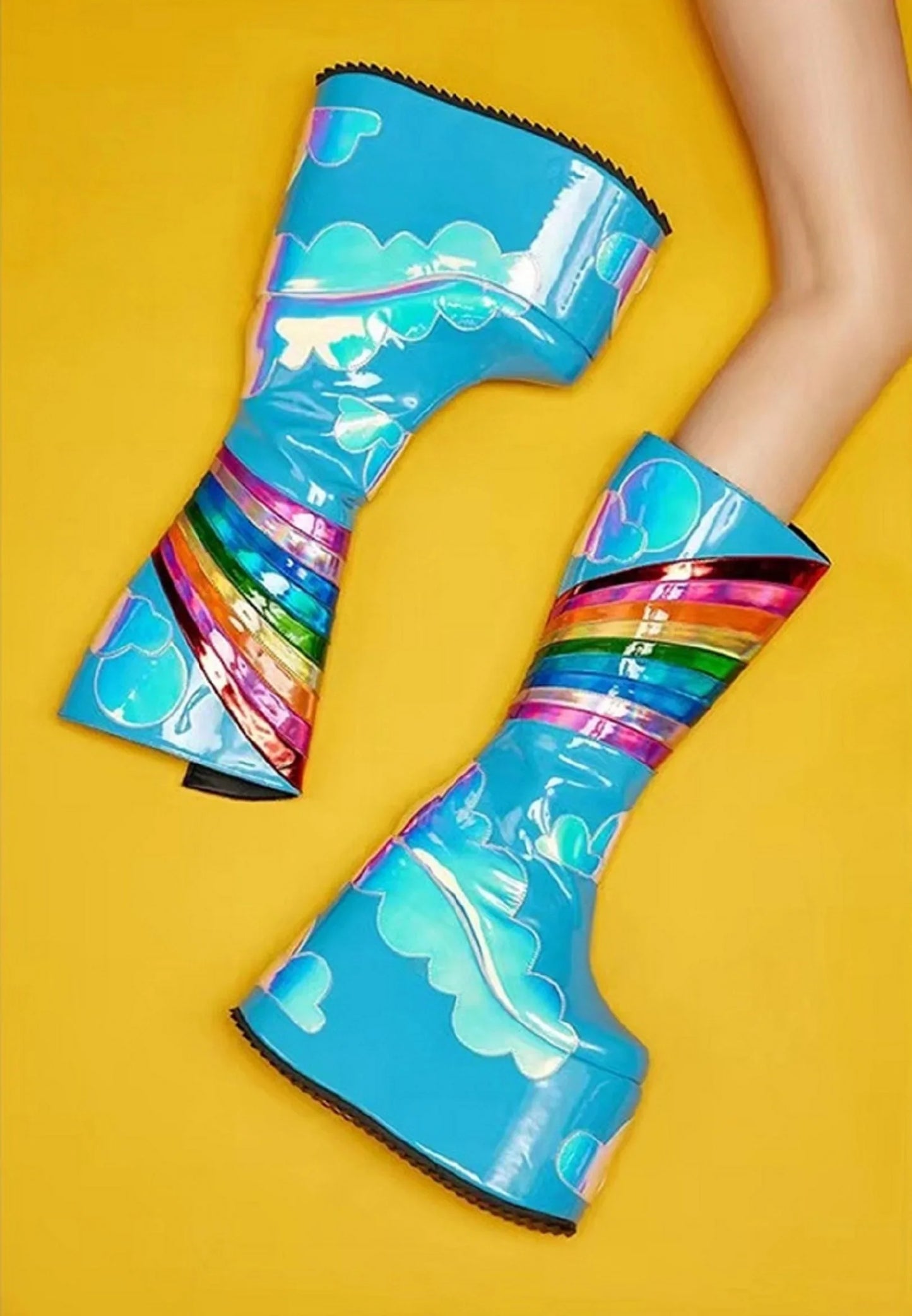 Rainbow Clouds Platform Boots