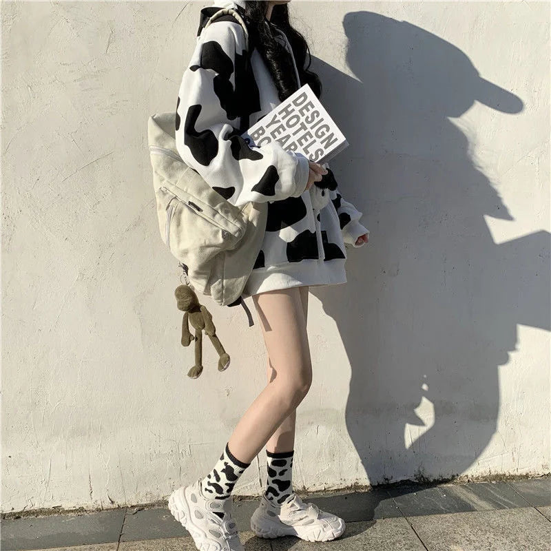 Cow Pattern Print Hoodie