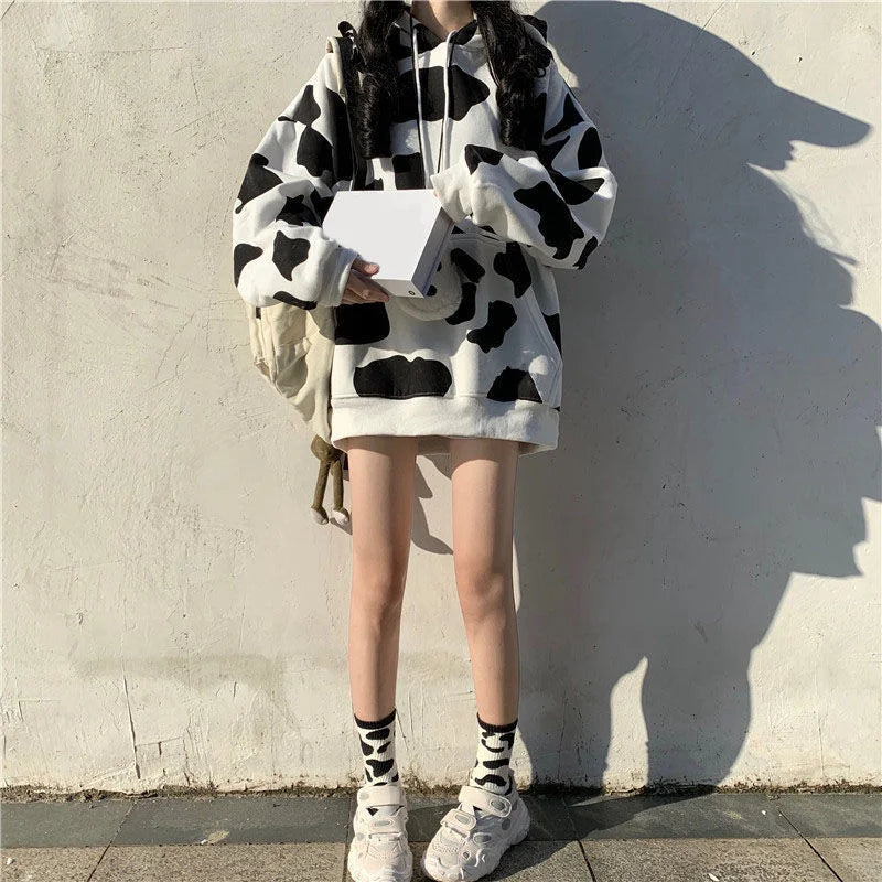 Cow Pattern Print Hoodie