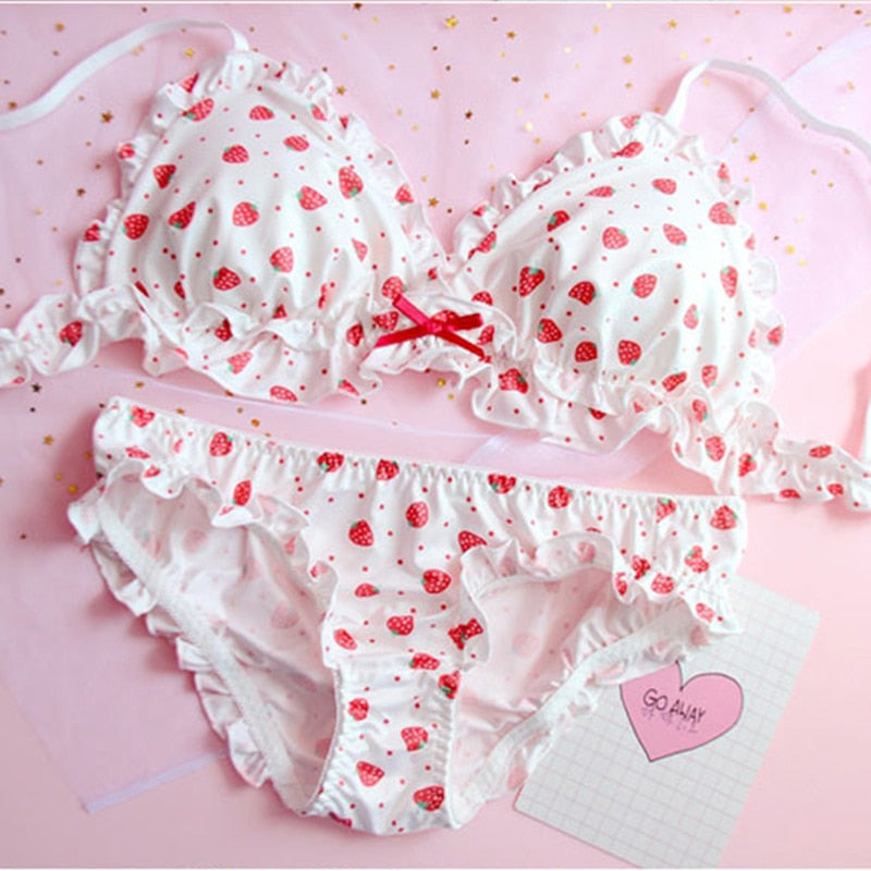 Strawberry Print Bra & Panties Set