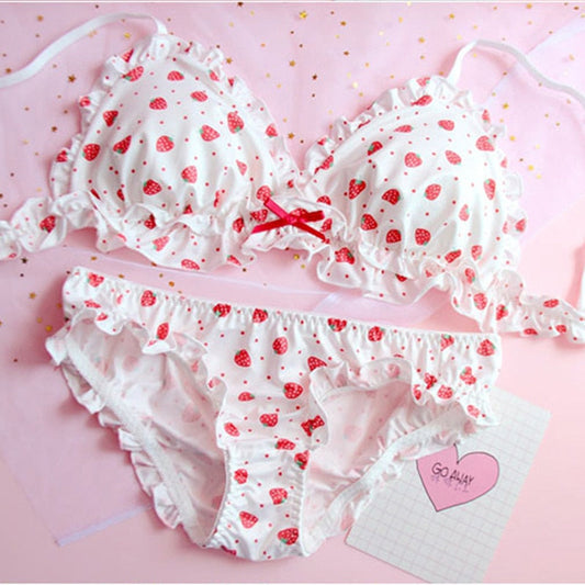 Strawberry Print Bra & Panties Set