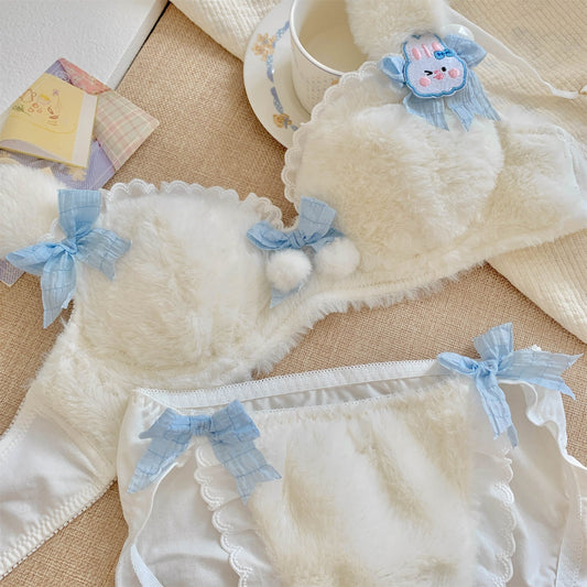 White Plush Bunny Underwear Set