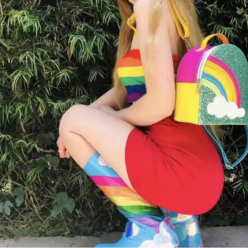 Rainbow Clouds Platform Boots