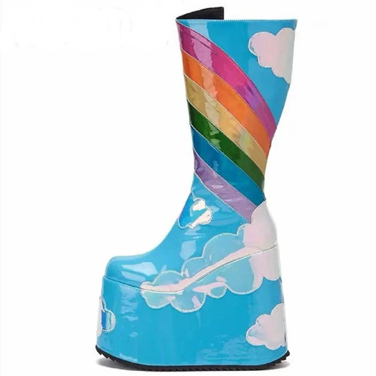 Rainbow Clouds Platform Boots