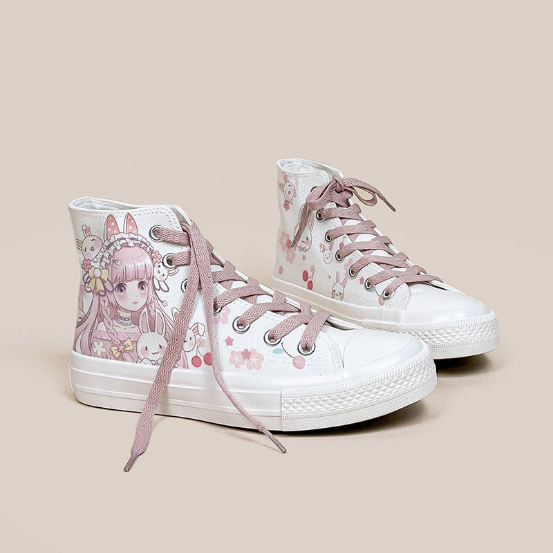 Cherry Bunnies Canvas Shoes