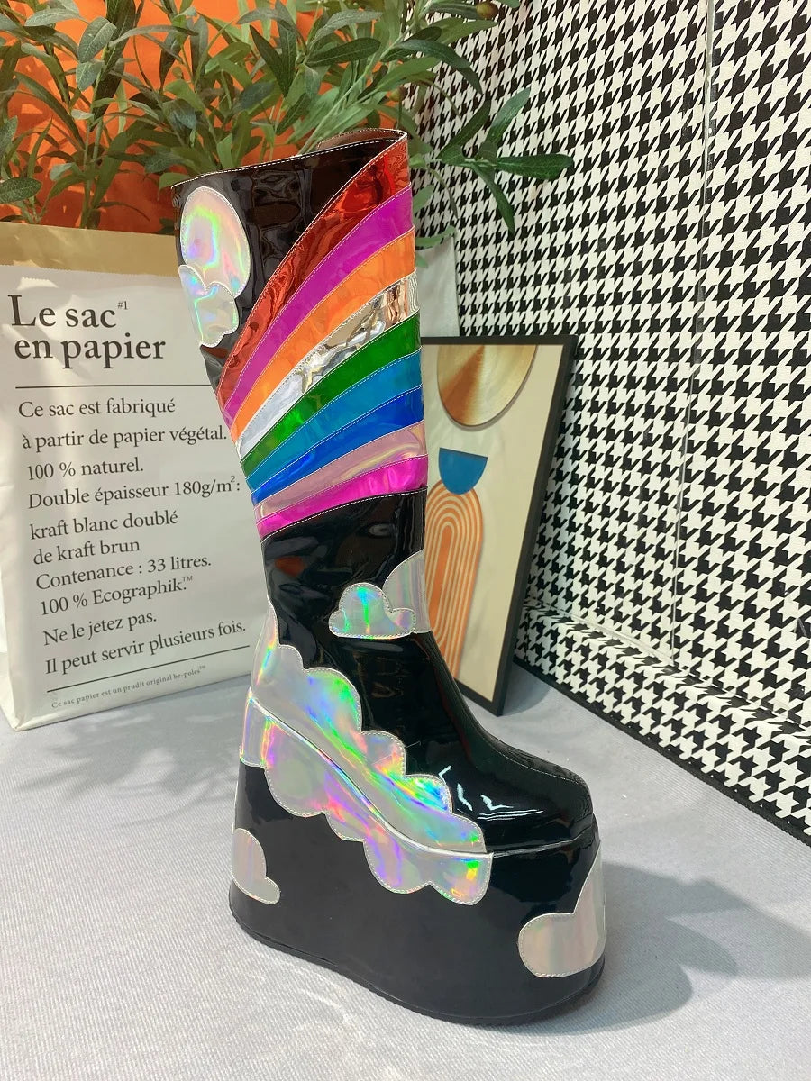 Rainbow Clouds Platform Boots