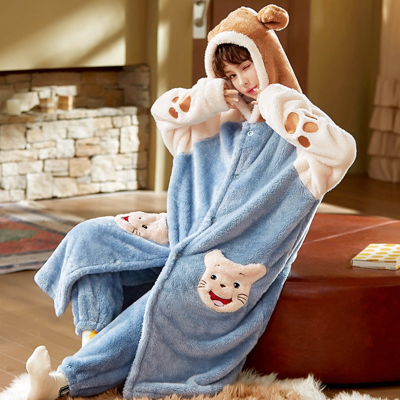 Cute Hooded Robe Winter Pajamas