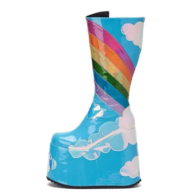 Rainbow Clouds Platform Boots