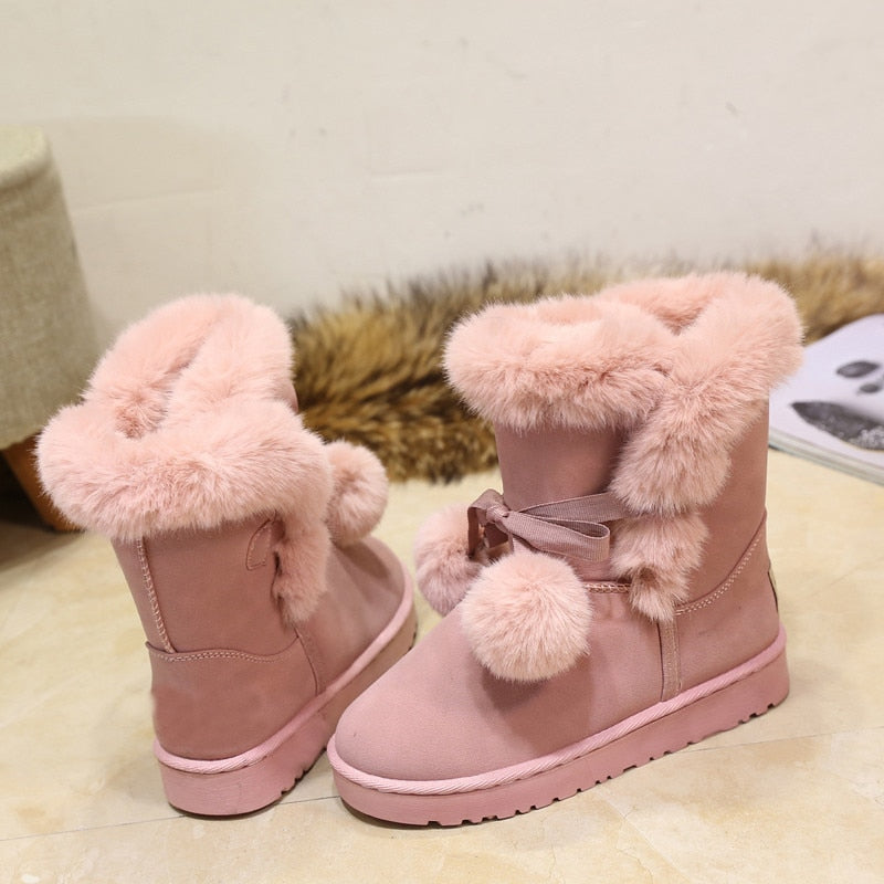 Furry Pink Winter Boots