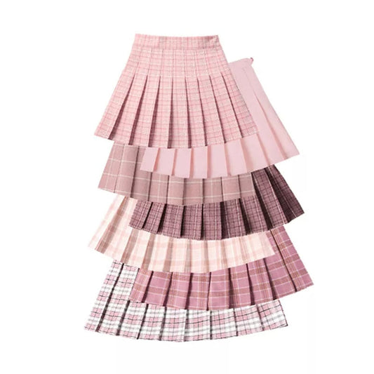 Pink Pleated Mini Skirts