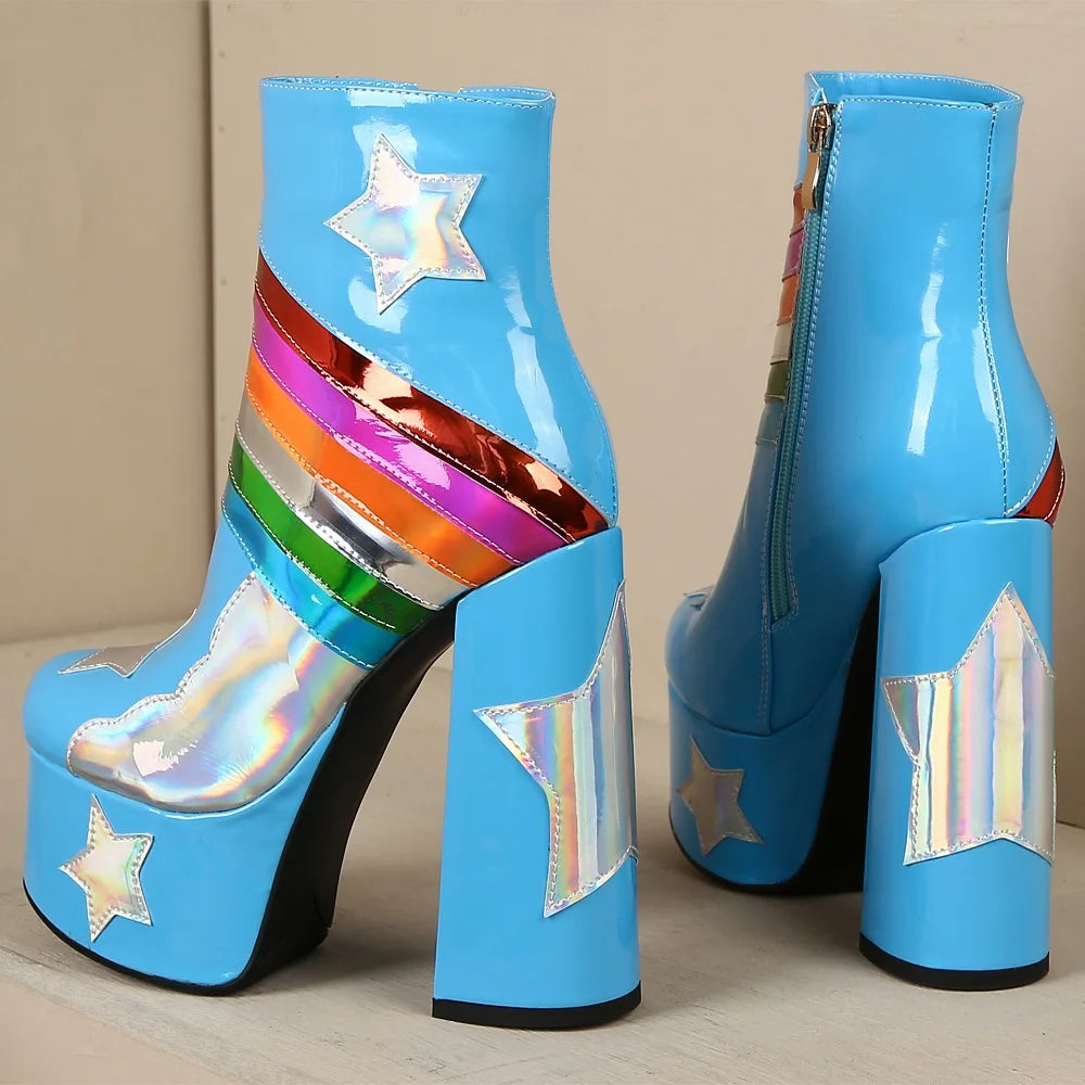 Rainbow Super High Platform Short boots