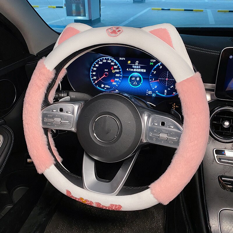 Plush Cat Steering Wheel Cover